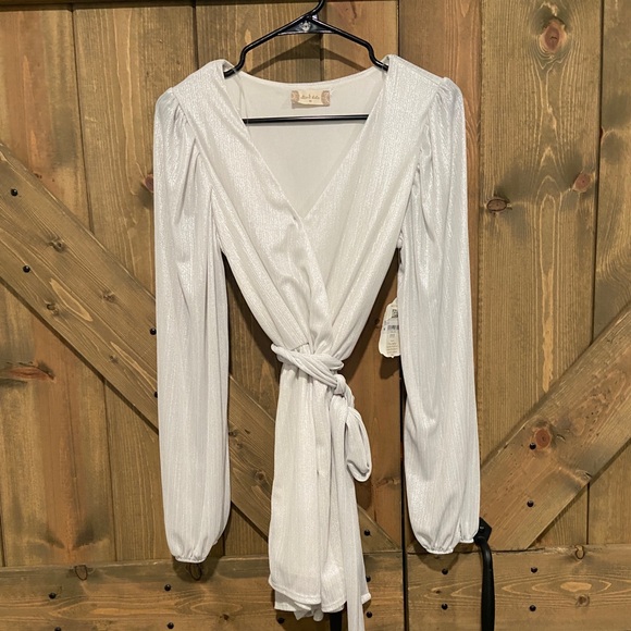 Altar’d State Silver Shimmer Romper - Picture 1 of 6